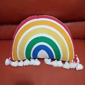 Boho Rainbow Pillow with Tassels